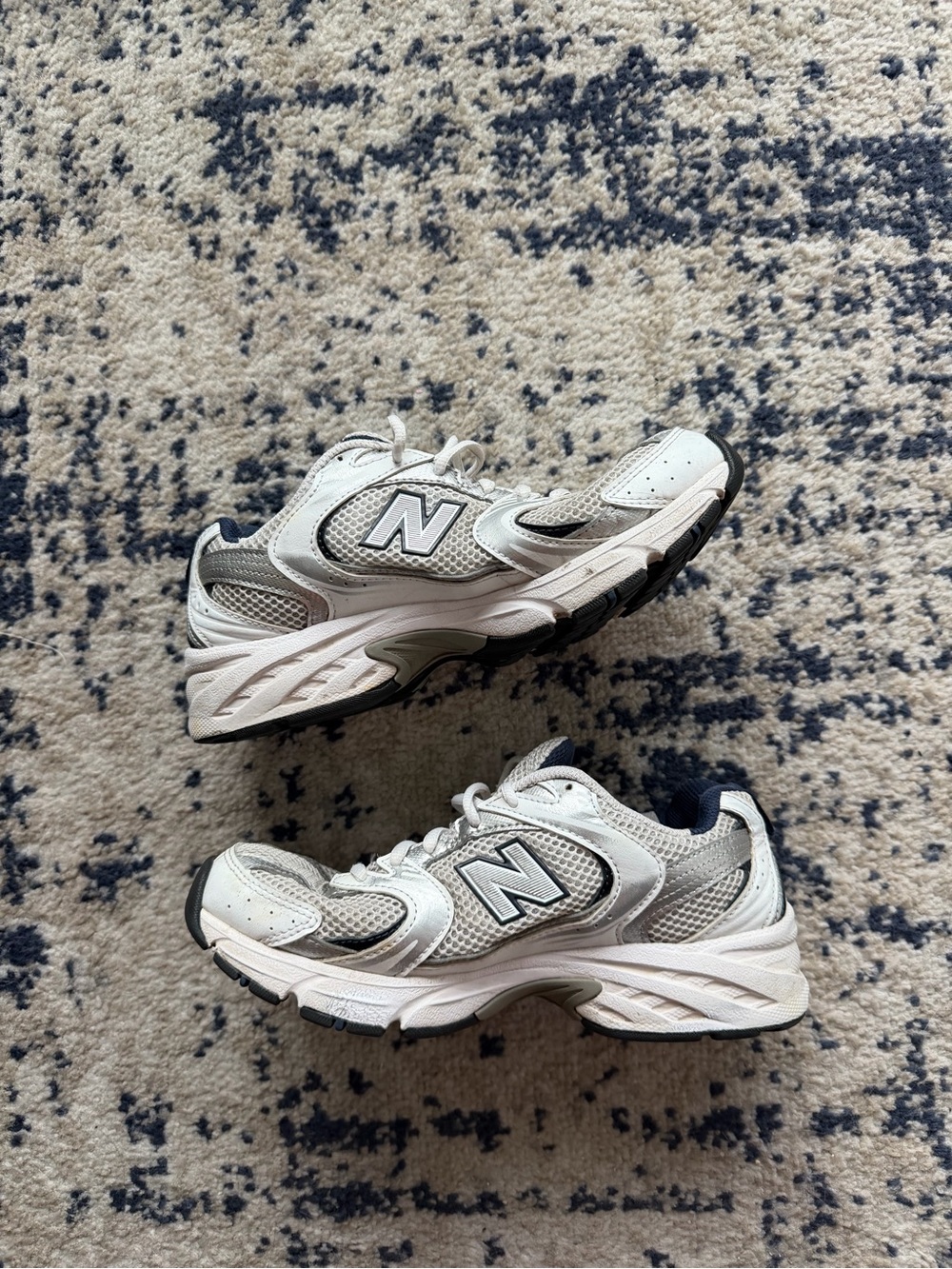 New Balance White and Gray Lace-Up Athletic Sneakers